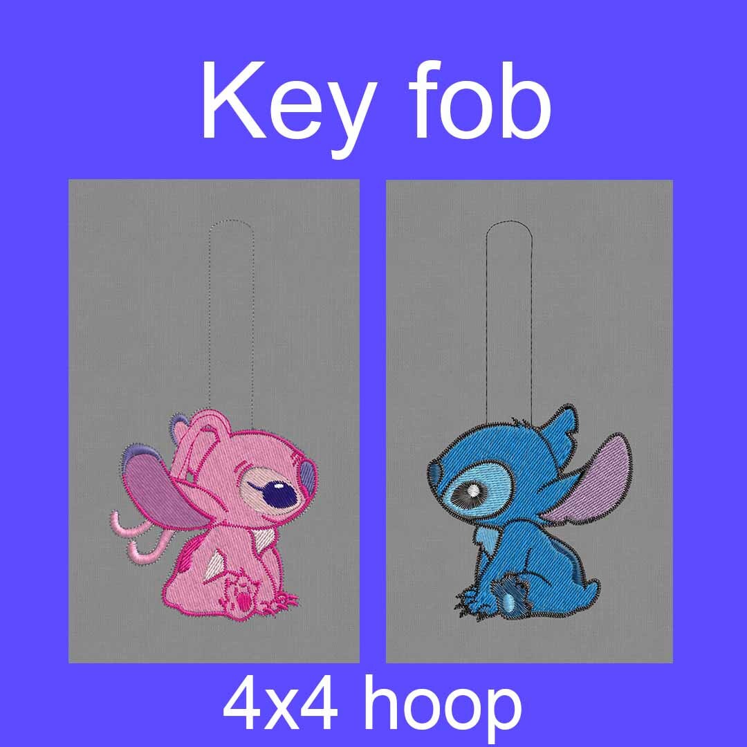 Embroidery Design Angel Stitch Digital Key Fob Pes Hus Jef 4x4