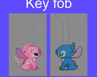 Embroidery design Angel Stitch digital key fob pes hus  jef 4x4" hoop