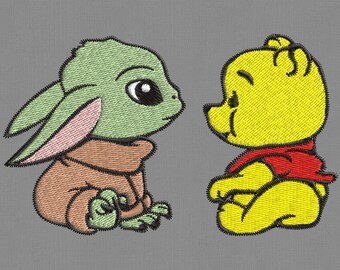 Embroidery design Yoda baby Pooh Winnie 3 sizes pes hus jef 4x4 5x7 hoop