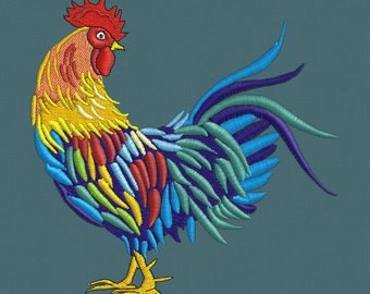 Embroidery design rooster hen cockerel bird pes hus  jef 3 sizes