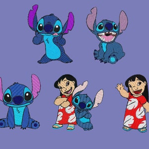 Embroidery design 5 set Lilo Stitch pes hus  jef 4x4 hoop