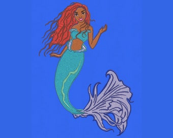 Embroidery design Ariel mermaid pes hus  jef 2 size 4x4",5x7"