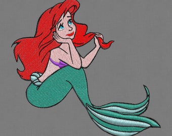 Embroidery design Ariel Mermaid pes hus  jef 4x4" 5x7