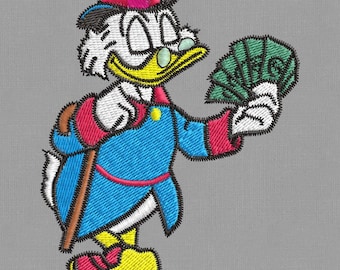 Embroidery design duck Scrooge 4x4, 5x7 hoop