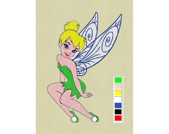 Embroidery design tinkerbell fairy pes hus  jef 4x4"