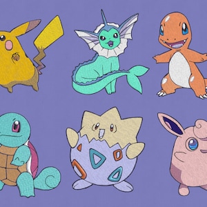 Stickdatei 6 Set Pokemon Cartoon anime pes hus jef 4x4 Stickrahmen
