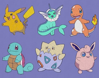Embroidery design 6 set Pokemon cartoon anime pes hus  jef 4x4 hoop
