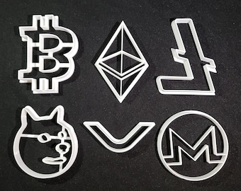 Cryptocurrency Cookie Cutters - Crypto Bitcoin Ethereum Dogecoin XRP Monero Litecoin