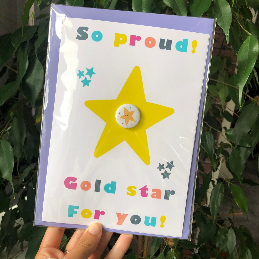 Well Done Gold Star Card and Badge - Etsy
