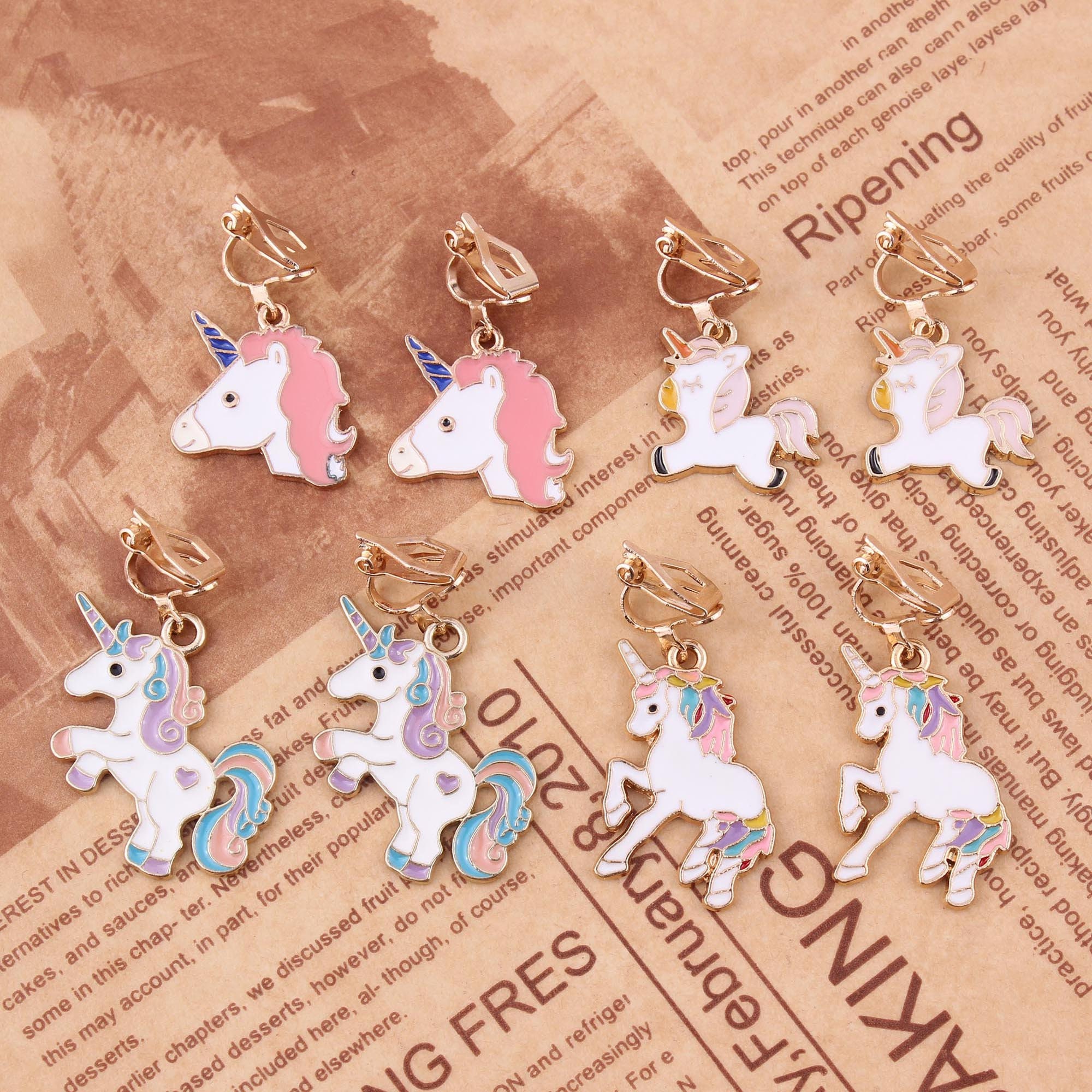 Original Handmade Little Girls Unicorn Clip on Earrings. Etsy