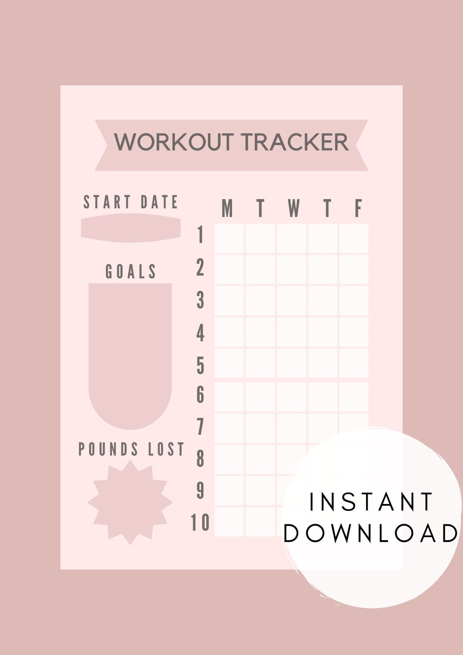 Workout Tracker Goal Chart Weekly Workout and Goals Chart Etsy