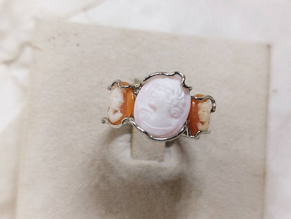 Vintage silver cameo ring Italian style Victorian… - image 10