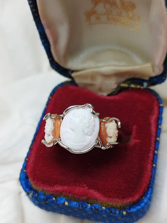 Vintage silver cameo ring Italian style Victorian… - image 9