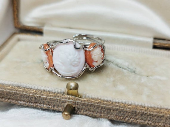 Vintage silver cameo ring Italian style Victorian… - image 2