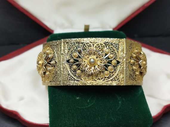 Antique vermeil silver filigree bracelet, filigre… - image 5