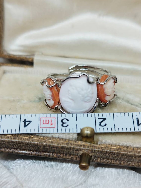 Vintage silver cameo ring Italian style Victorian… - image 7