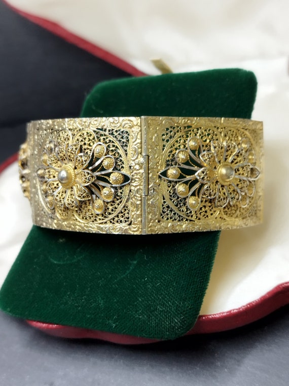 Antique vermeil silver filigree bracelet, filigre… - image 2