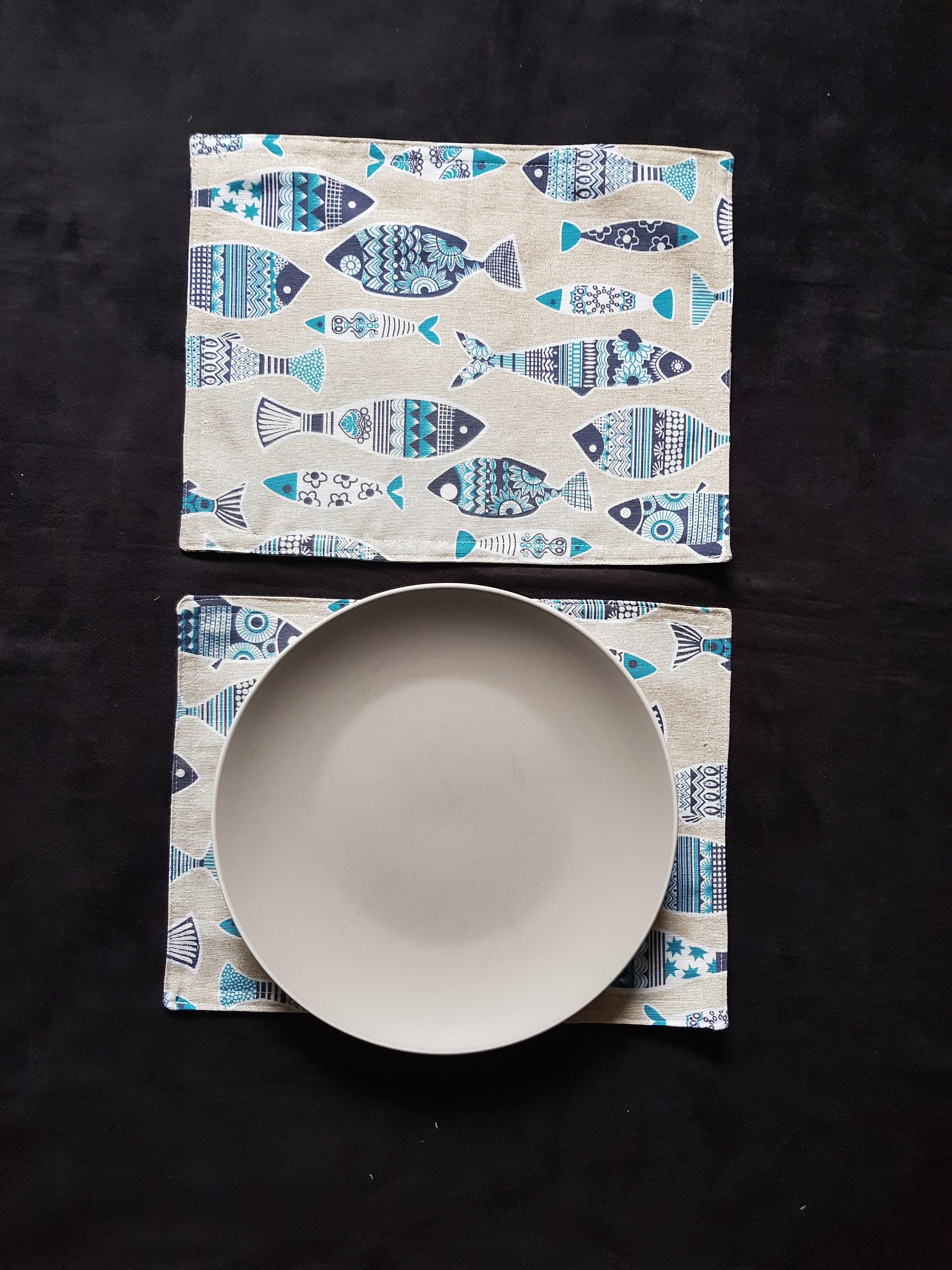 Set of 2 fabric placemats fish design perfect for outdoor Etsy