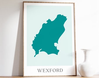 Wexford Map Print, County Wexford Ireland Map, Irish County Poster, Irish Abroad Wall Art Gift, Leaving Ireland Present, Digital Download