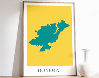 County Donegal Map, Donegal Print, Map of Donegal Poster, Irish Wall Art Printable, Irish Emigrant Gift, Irish Home Decor, Digital Download