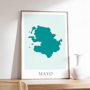 Carte du comté de Mayo, impression d'art de Mayo, affiche de carte de Mayo, art mural irlandais imprimable, cadeau d'émigrant irlandais, décoration d'intérieur irlandaise, numérique ou imprimé
