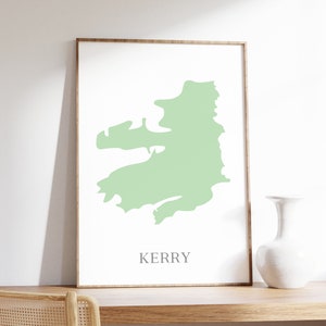 Grafschaft Kerry Karte, Kerry Art Print, Karte von Kerry Poster, irische Wandkunst druckbare, irische Auswanderer Geschenk, irische Wohnkultur, digitaler Download
