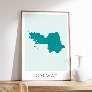 Impression de carte de Galway, carte du comté de Galway en Irlande, affiche du comté d'Irlande, cadeau d'art mural irlandais à l'étranger, cadeau de départ de l'Irlande, numérique ou imprimé