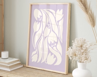 Lilac Floral Art Print: Abstract Botanical Poster (Digital Download)