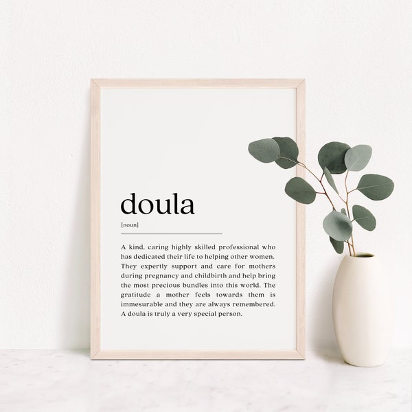 Doula Definition Print, Labor Assistant Thank You Gift, Childbirth Appreciation, Dictionary Meaning, Printable Wall Art, Digital Download