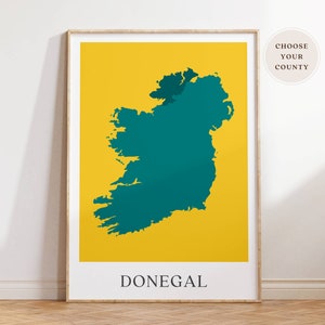 Impression de carte du comté d’Irlande, affiche de carte irlandaise personnalisée, comtés irlandais, art mural irlandais, cadeau d’émigrant irlandais, décoration intérieure irlandaise, cadeau de départ