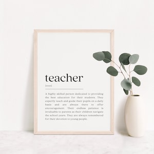 Teacher Definition Print, Teacher Gift, Teacher Thank You, Teacher Quote, Teacher Appreciation, Teacher Graduation Gift, Digital Download