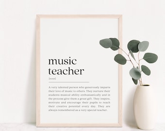 Musiklehrer Definition Druck, Minimalistisches Lehrer Geschenk (Digitaler Download)