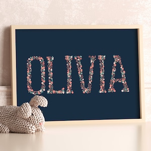 Custom Girls Flower Name Print, Girls Room Wall Decor, Personalized Name Print, Flower Name Printable, Gift for Teen Girl, Digital Download