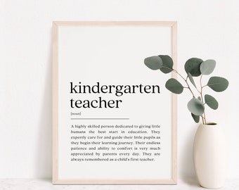 Kindergarten Teacher Definition Print, Teacher Gift, Teacher Thank You, Teacher Appreciation, Teacher Graduation Gift, Digital Download