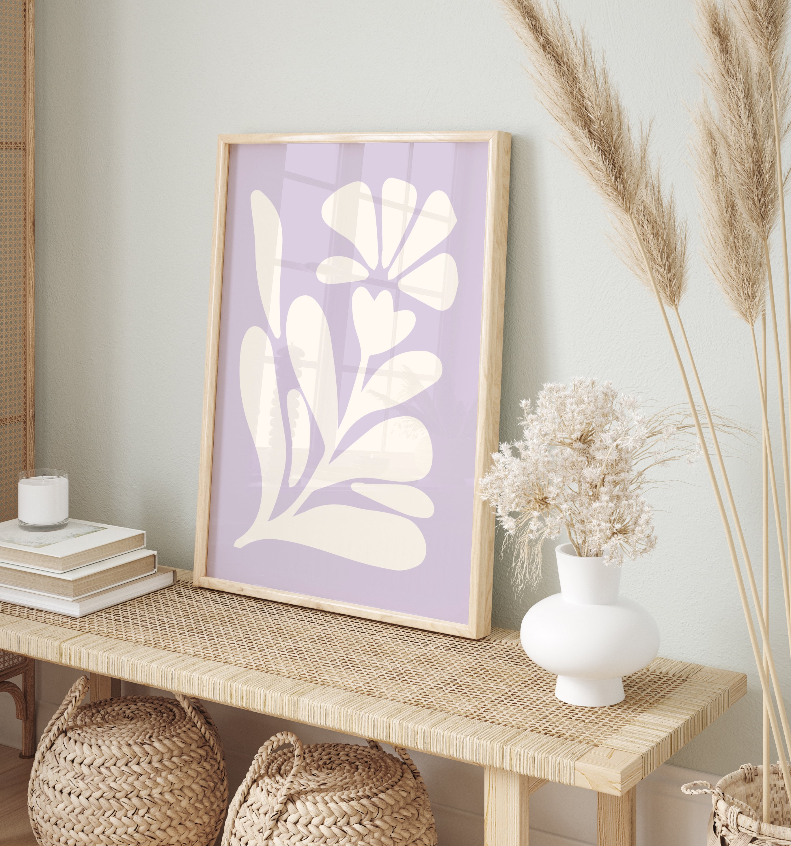 Pastel Purple Lilac Flower Prints, Printable Set of 3 Flower Wall Art ...