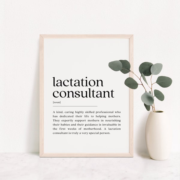 Lactation Consultant Definition Print, Breastfeeding Consultant Gift, Childbirth Thank You Gift, Lactation Office Decor, Digital Download