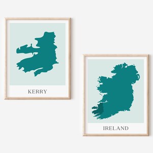 Impressions de carte du comté d'Irlande, lot de 2 affiches personnalisées de carte d'Irlande, comtés d'Irlande, art mural irlandais, cadeau d'émigrant irlandais, décoration d'intérieur irlandaise