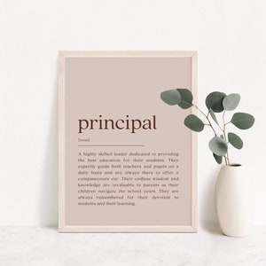 Principal Definition Print, School Principal Gift, Principal Thank You, Principal Promotion, Principal Appreciation, Principal Retirement