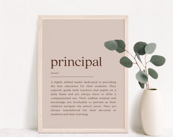 Principal Definition Print, School Principal Gift, Principal Thank You, Principal Promotion, Principal Appreciation, Principal Retirement