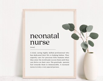 Impresión de definición de enfermera neonatal: Arte mural minimalista (descarga digital)