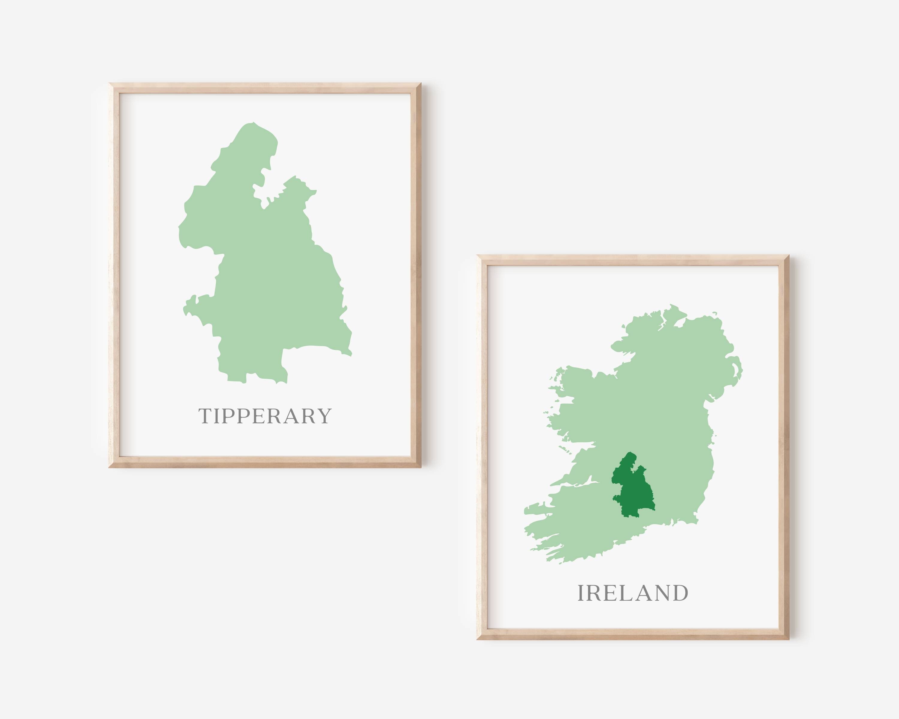 Ireland County Map Prints, Set of 2 Personalized Irish Map Posters, Irish Counties, Irish Wall Art, Irish Emigrant Gift, Irish Home Decor