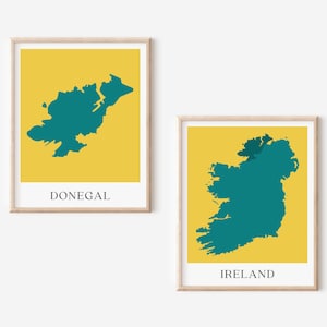 Impressions de cartes du comté d’Irlande, ensemble de 2 affiches de cartes irlandaises personnalisées, comtés irlandais, art mural irlandais, cadeau d’émigrant irlandais, décoration intérieure irlandaise