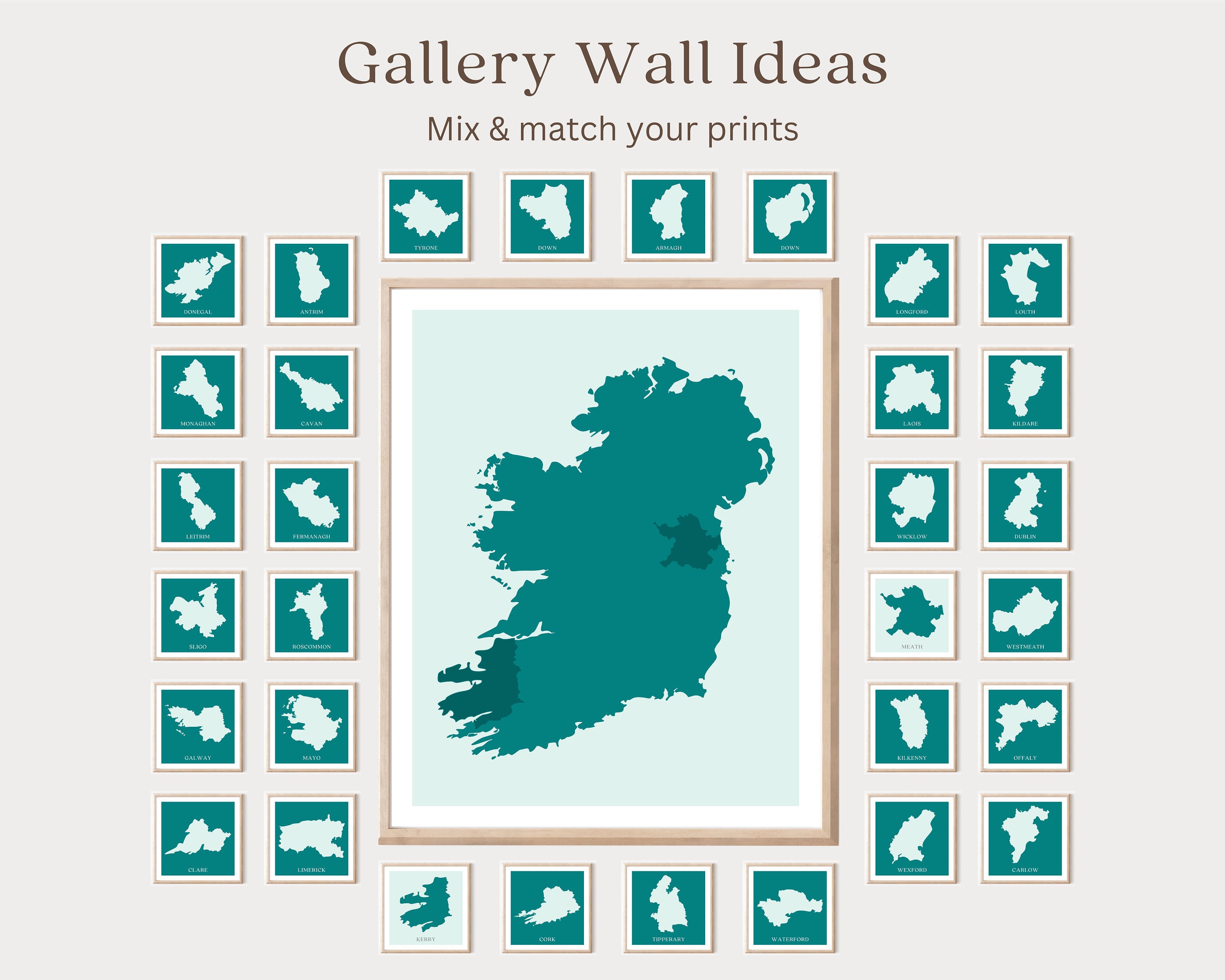 Map of Ireland Printables, Irish Counties Wall Art, Irish Abroad Wall ...