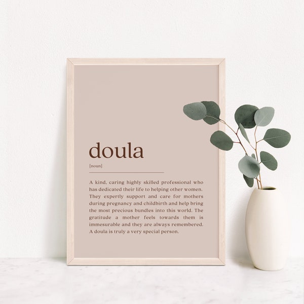 Doula Definition Print, Labor Assistant Thank You Gift, Childbirth Appreciation, Dictionary Meaning, Printable Wall Art, Digital Download