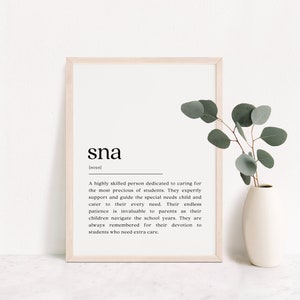 SNA Definition Print, Special Needs Assistant Gift, SNA Appreciation Thank You, Special Needs Assistant Graduation Gift, Digital Download