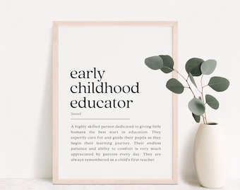 Early Childhood Educator Definition Print, Teacher Gift, Teacher Thank You, Teacher Appreciation, Teacher Graduation Gift, Digital Download