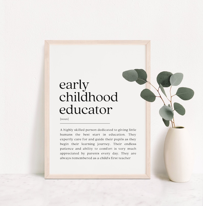 Early Childhood Educator Definition Print, Teacher Gift, Teacher Thank You, Teacher Appreciation, Teacher Graduation Gift, Digital Download image 1