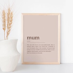 Mum Definition Print, Mothers Day Gift, New Mum Gift, Gifts for Her, Printable Art, Minimalist Print, Modern Wall Art, Digital Download