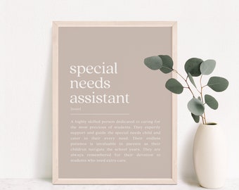 Special Needs Assistant Definition Print: Minimalist Thank You Gift (Digital Download)