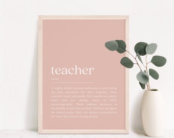Lehrer Definition Druck, Minimalistisches Lehrer Geschenk (Digitaler Download)